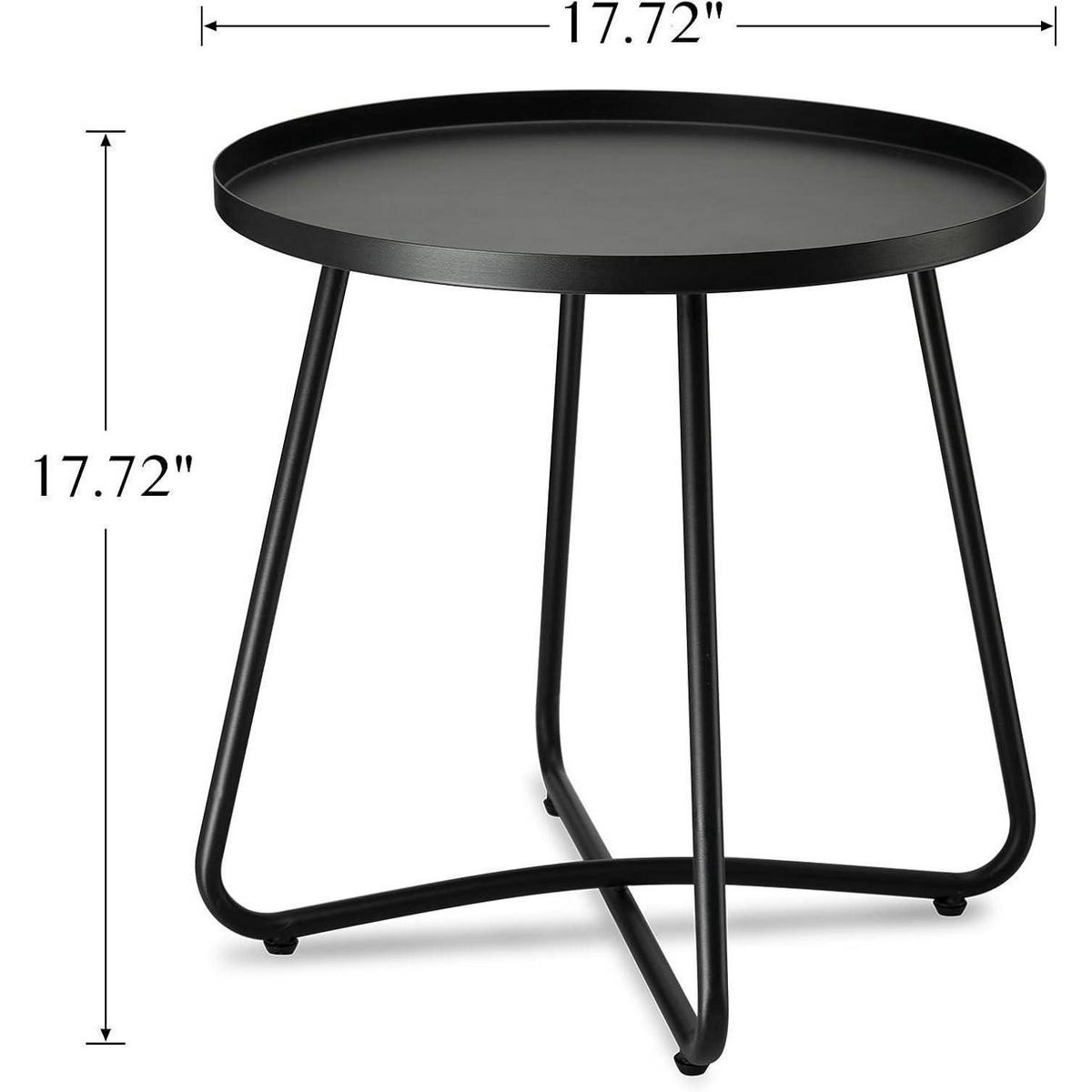 BEISTELLTISCH Stahl Schwarz Wetterfest - Schwarz, Metall (45/45/45cm)