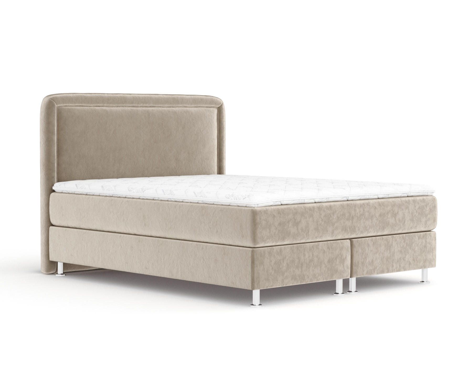 BOXSPRINGBETT Salvi Beige 140/200 cm mit Latex-Topper - Beige/Silberfarben, Holz/Holzwerkstoff (140/200cm) - Maison de Reve