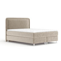 BOXBETT Salvi Beige 180/200 cm mit Matratze und Topper - Beige/Silberfarben, Holz/Holzwerkstoff (180/200cm) - Maison de Reve
