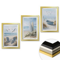 WANDBILDER 3er Set - 20x30 cm Goldrahmen - Strand Surfbretter Vögel - Goldfarben, Kunststoff (20/30cm) - ArtPrintCave