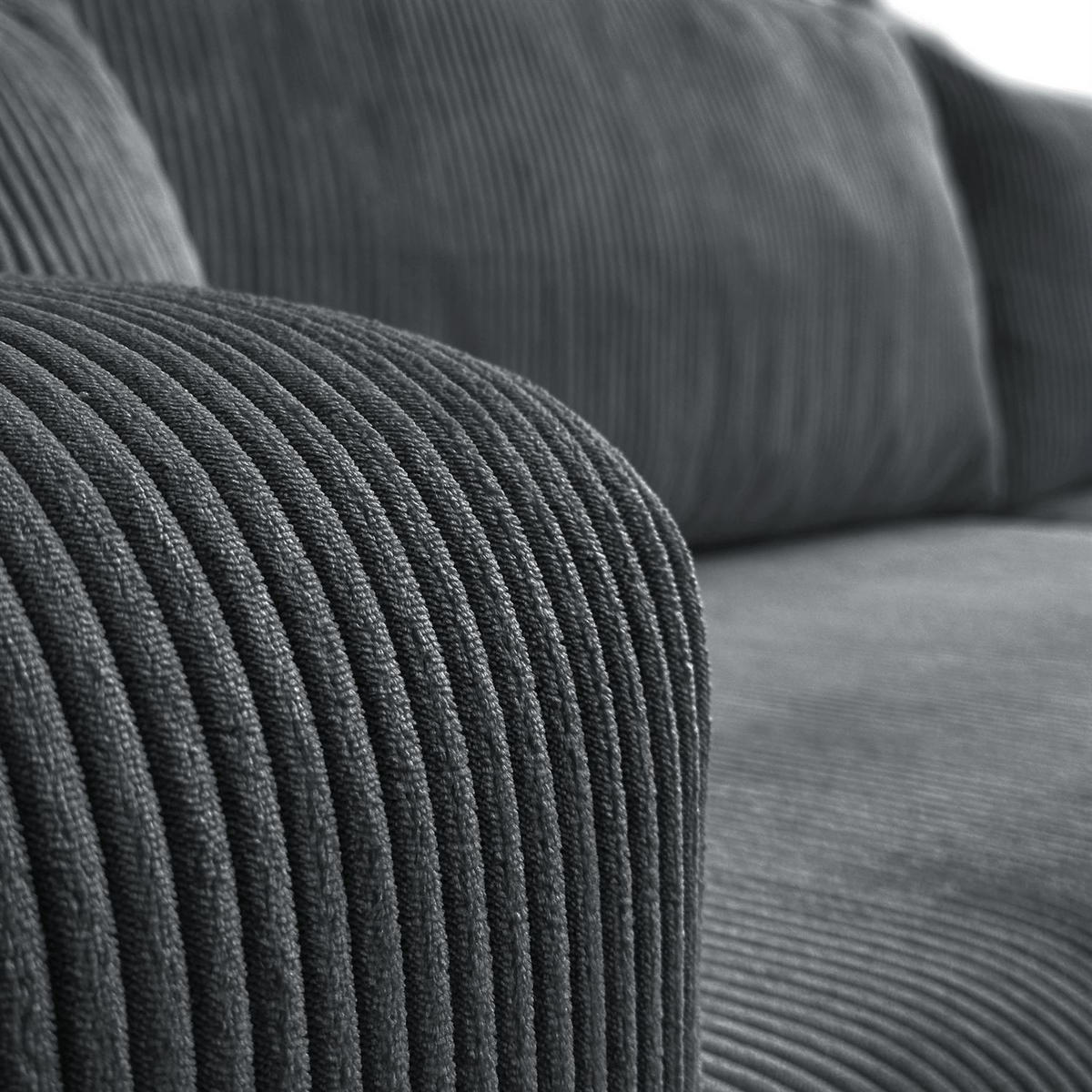 ECKSOFA Gepolstertes PRESTIGE XL mit Schlaffunktion und Bettkasten, Poso 34 - Dunkelgrau, Textil (277/143cm) - Lookway