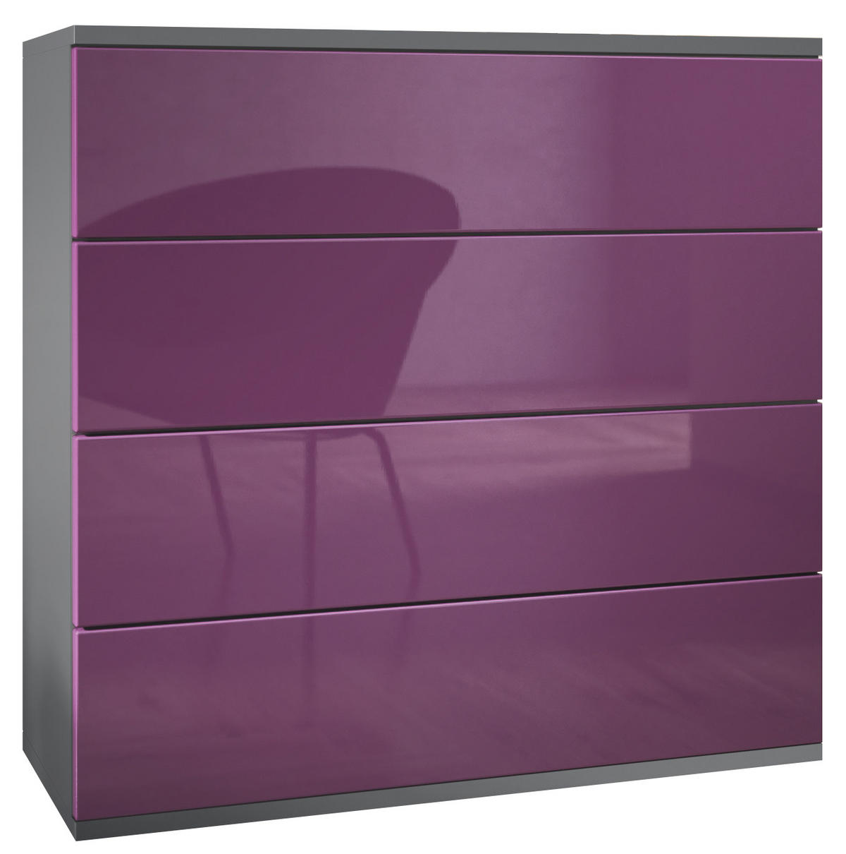 KOMMODE Pavos Brombeer Hochglanz - Brombeere, Holzwerkstoff (76/76/35cm) - Vladon