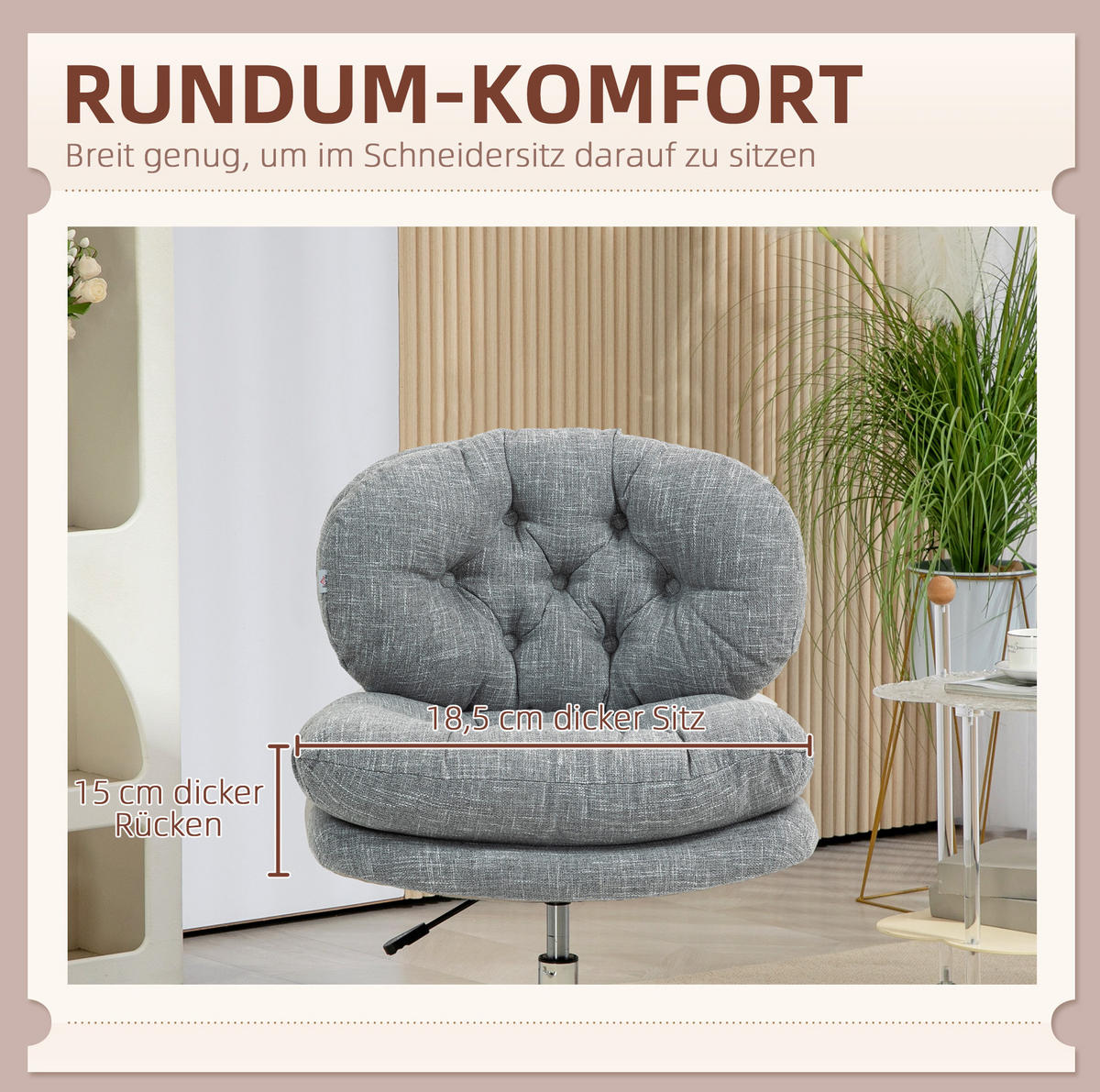 BÜROSTUHL mit Wippfunktion höhenverstellbar Polyester Gray - Grau, Kunststoff (65/94/65cm) - Meubliv