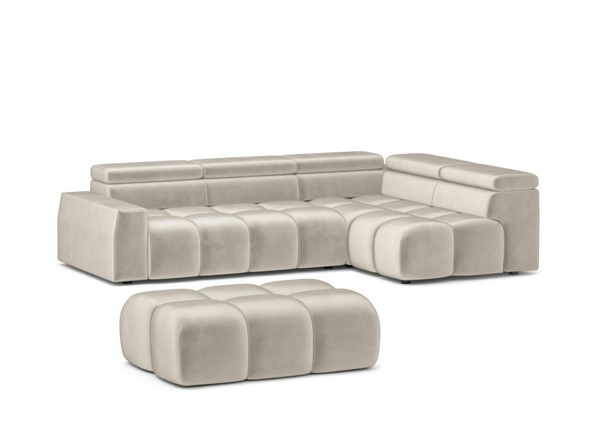 POLSTERHOCKER Darcy - Beige, Holzwerkstoff/Textil (128/44/85cm) - Fun Möbel