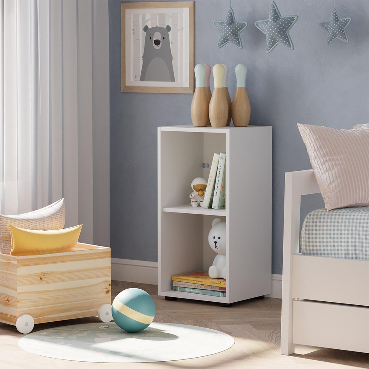 KINDERREGAL Estell Weiß 36.2 x 72.9 cm 2 Fächer - Weiß, Holzwerkstoff (36.2/72.9/32.1cm) - Vicco