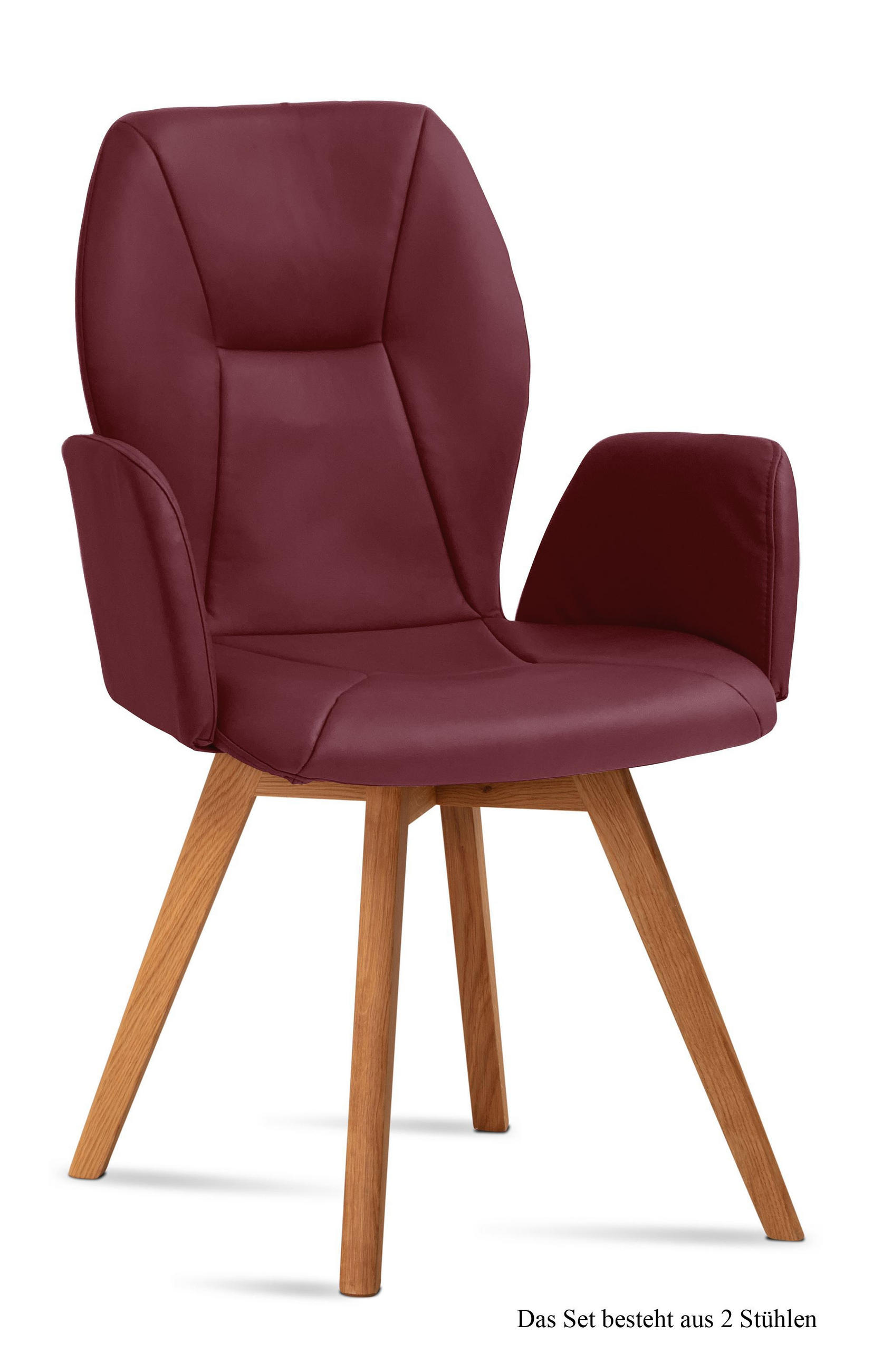 ARMLEHNSTUHL (2er-Set) Donka 58x92x60 Eiche geölt/Marsala - Eichefarben/Brombeere, Kunststoff (60/92/58cm) - 58aufmkessel