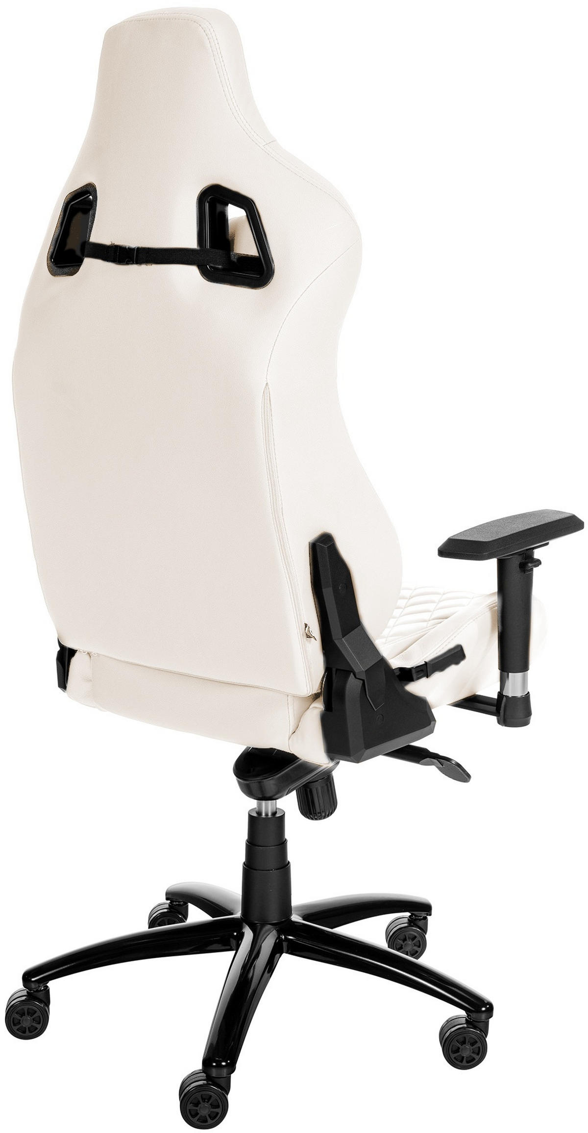 CHEFSESSEL Echtleder weiß - Schwarz/Weiß, Leder/Metall (70/129/64cm) - CLP