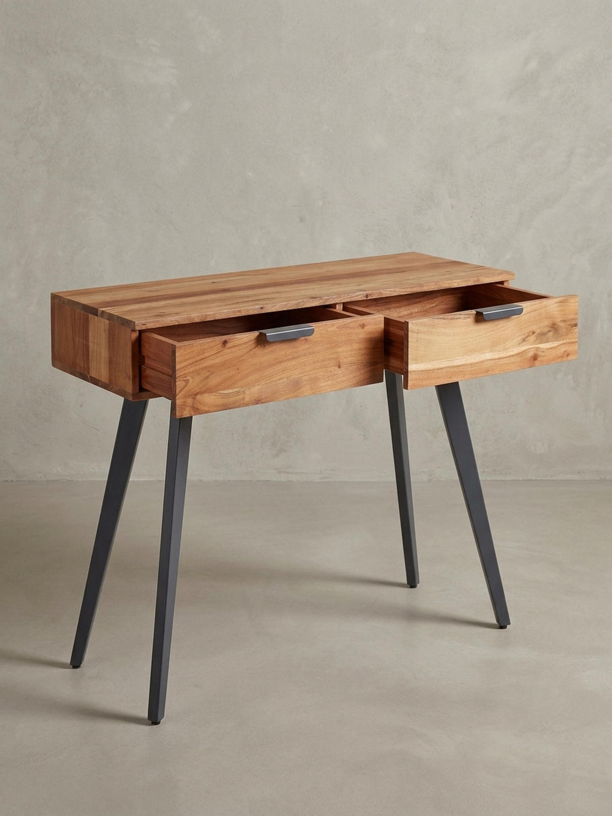 KONSOLENTISCH – Massivholz/Metall, 2 Schubladen, individuelles Design - Beige/Anthrazit, Holz/Metall (36/90/78cm) - KADIMA DESIGN