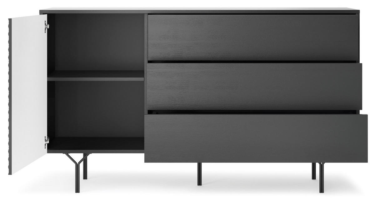 SIDEBOARD SCHWARZ - Schwarz, Holzwerkstoff (144/83/38cm) - FURNLUX