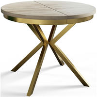 ESSZIMMERTISCH BERGO, ausziehbarer Tisch 120 cm/200 cm, Farbe: Beige, mit Metallbeinen in Farbe Gold - Goldfarben/Sonoma Eiche, Holzwerkstoff (120/120/76cm) - Alpi-Möbel