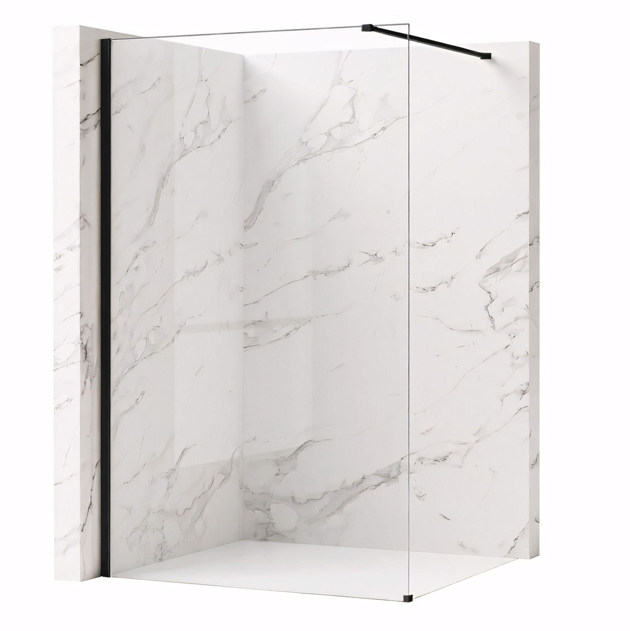 DUSCHWAND Rea Flexi Transparent / Black 70 - Schwarz, Glas (120/70/195cm) - REA