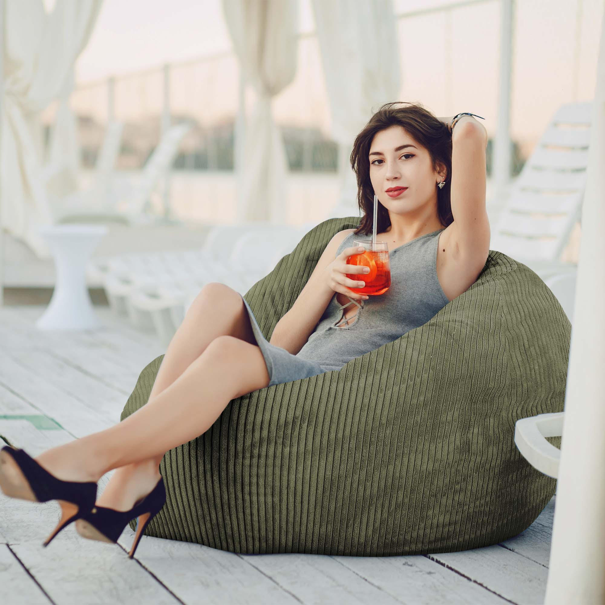 Thumbnail - Dreamroots Sitzsack, Dunkelgrün, Olivgrün, Grün, Textil, 80x120x80 cm, Oeko-Tex® Standard 100, Wohnzimmer, Hocker, Sitzs...