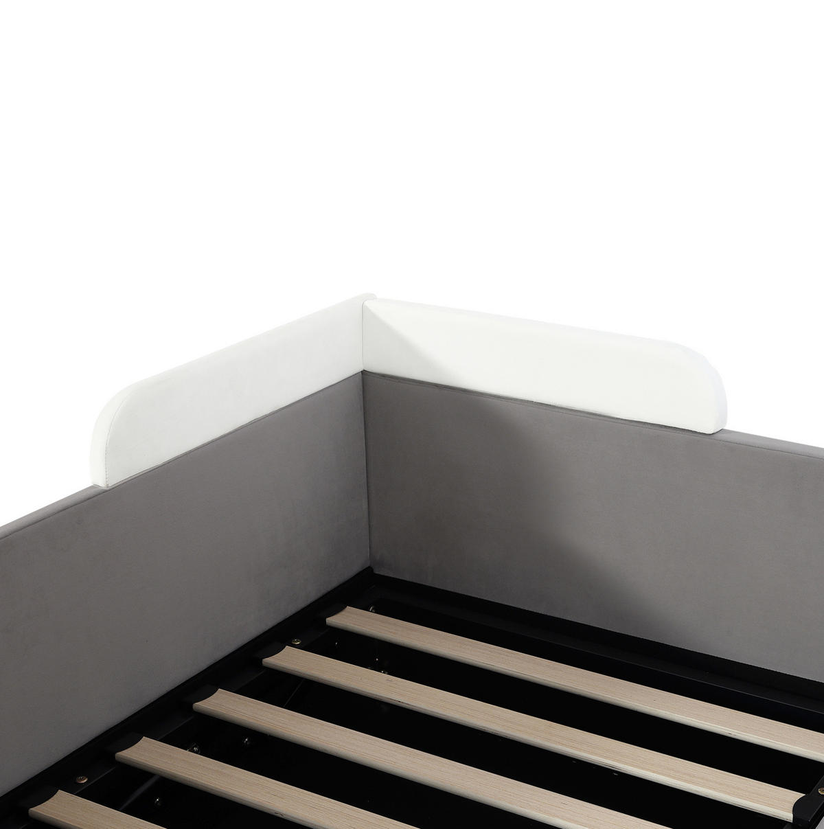 KINDERBETT 90/200 cm grau-weiß aus Samt mit Stauraum - Grau, Holzwerkstoff (90/200cm) - OKWISH
