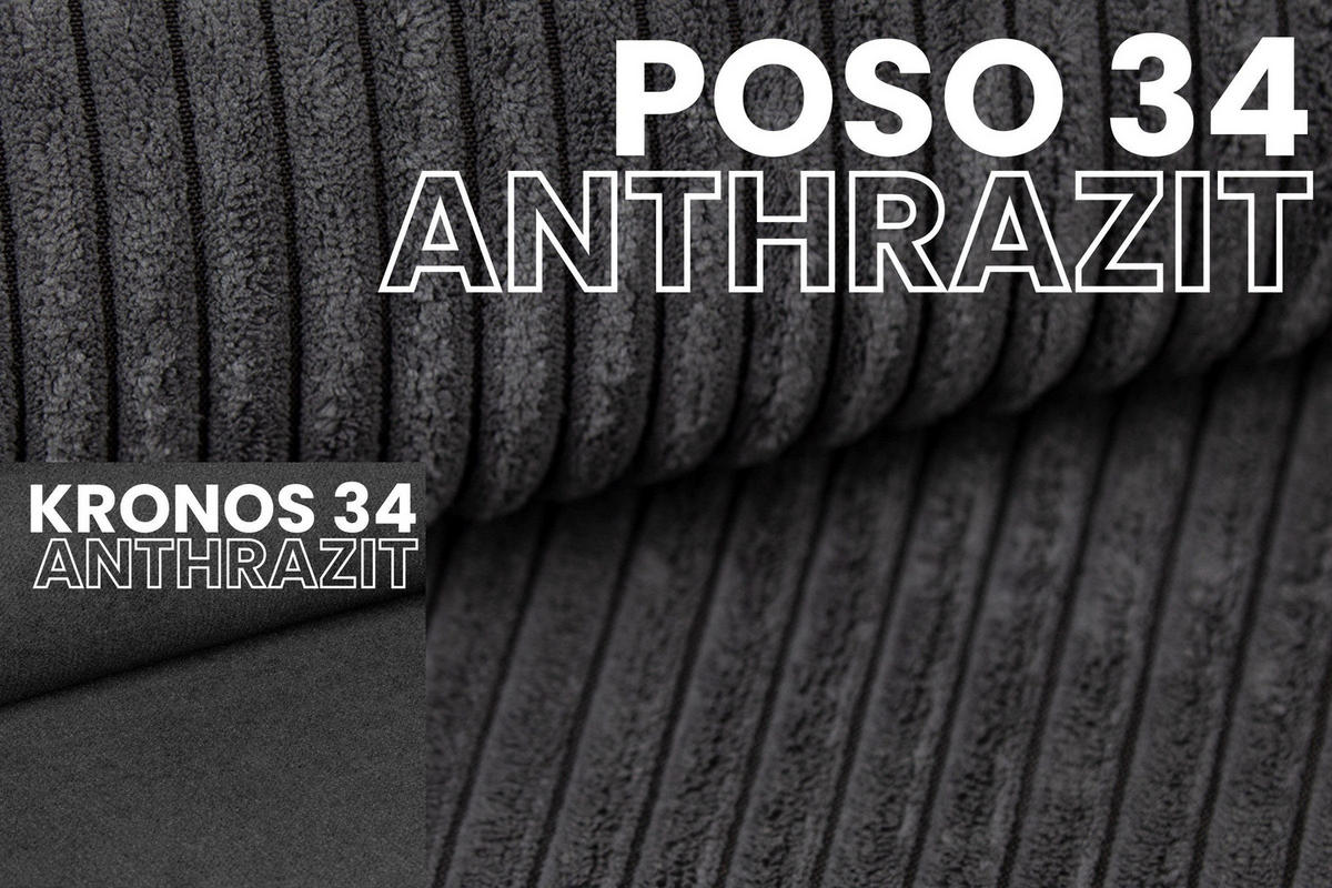 BOXBETT MILA 90/200 in Cord/Velours Anthrazit H3 links - Anthrazit, Holz/Holzwerkstoff (90/200cm) - Deine Möbel 24