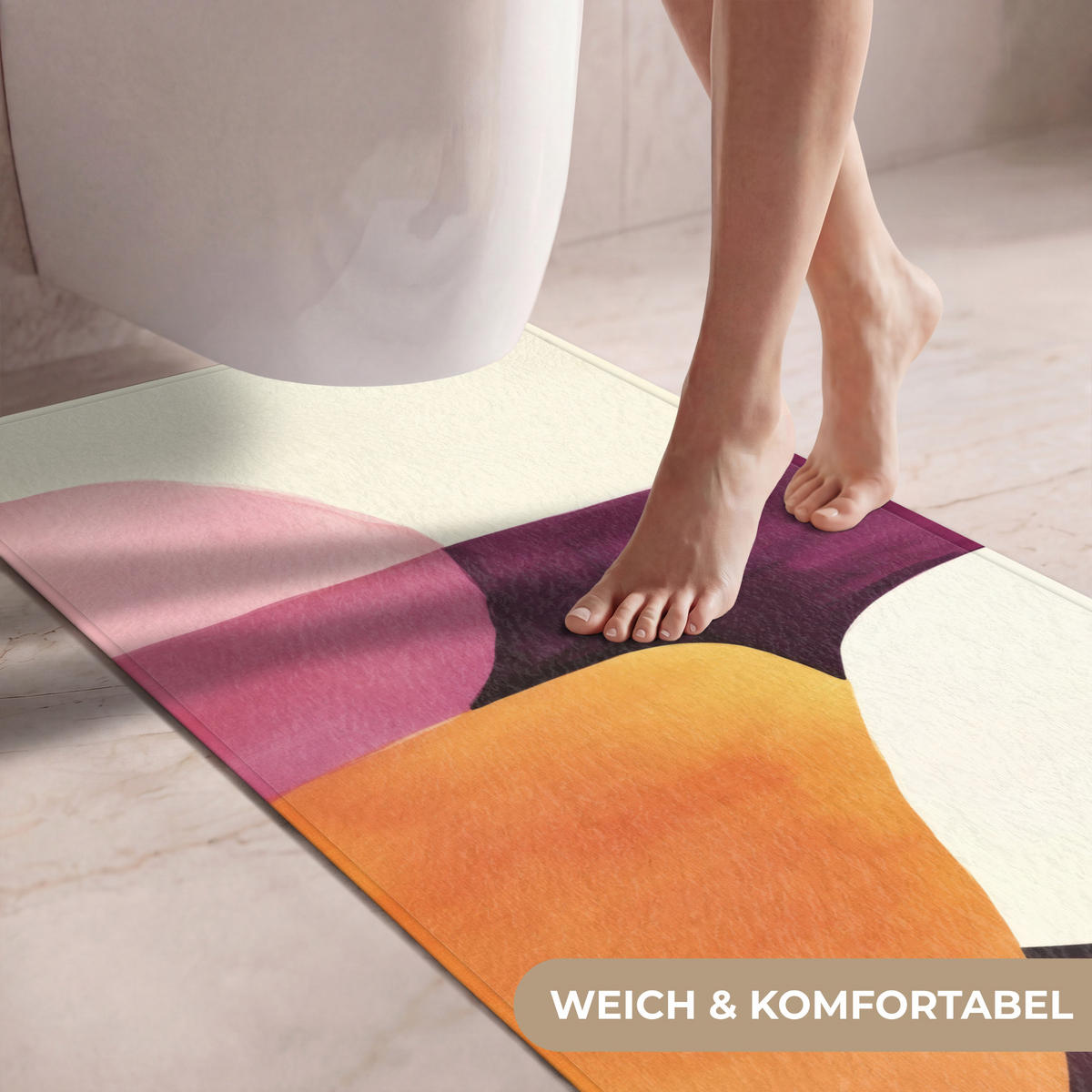 WC PŘEDLOŽKA Tvary - abstraktní - barevné 60x120 cm - terakotová, textil/plast (60/1cm) - OnlyWow