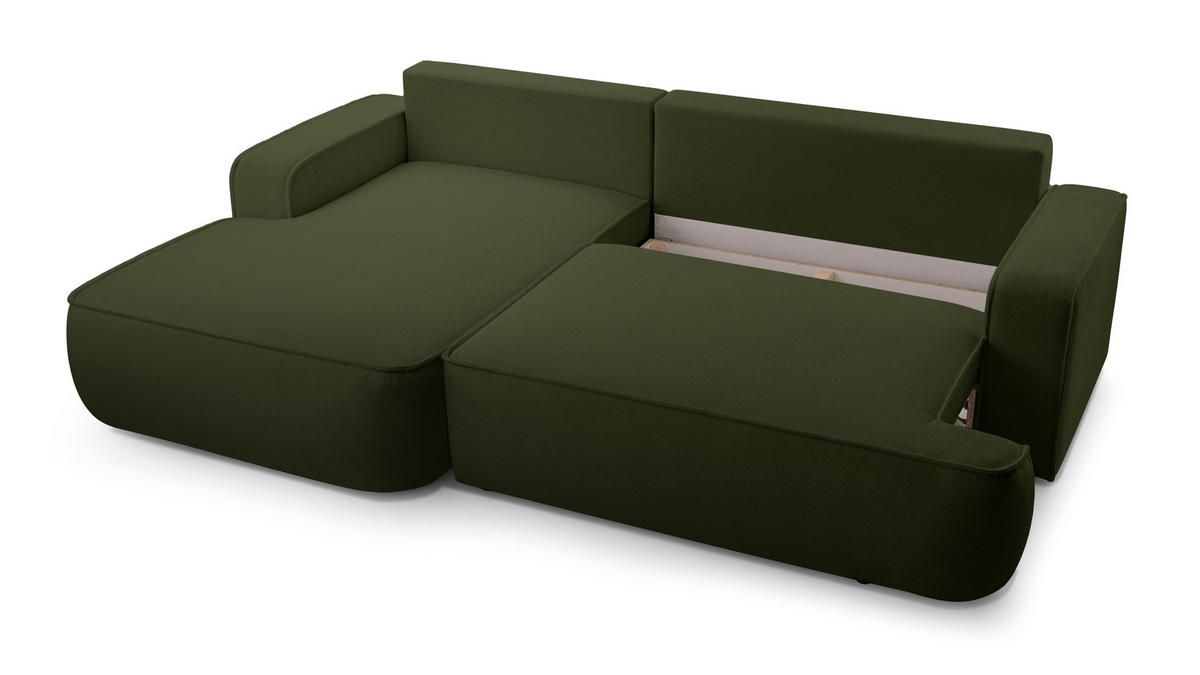 ECKSOFA L Form Ablia Dunkelgrün 267/168/87 cm mit Schlaffunktion L - Schwarz/Grün, Kunststoff/Textil (168/267cm) - AX Living