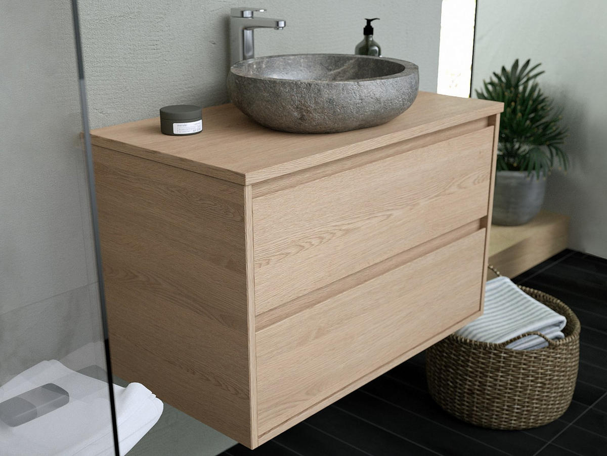 EINZELWASCHTISCH - 80 cm x 45 cm - holz - naturfarben hell Milipam - Naturfarben, Holz/Holzwerkstoff (80/50/45cm) - Vente-Unique
