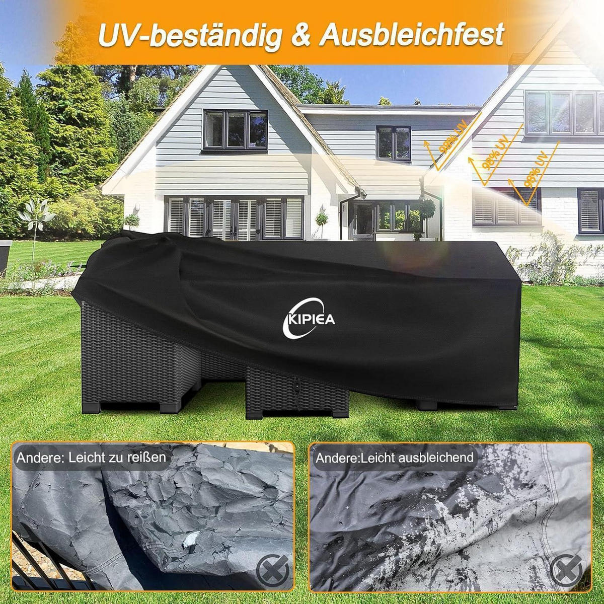 GARTENMÖBEL Abdeckung Wasserdicht 420D Oxford 290 x 198 x 71 cm - Schwarz, Textil (188/71/290cm)