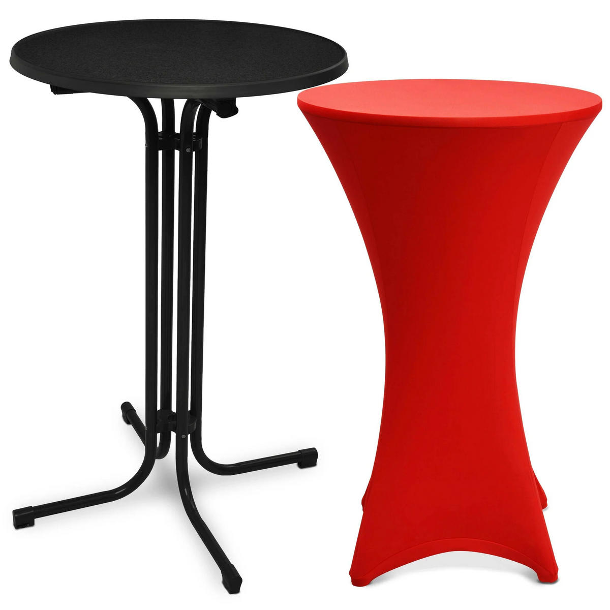 STEHTISCH Bellini Ø 70cm Schwarz mit Stella Stehtischhusse Ø 70cm Rot - Rot, Metall (70/70/110cm) - Beautissu 