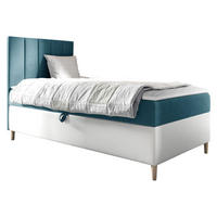 BOXBETT Maja Junior 1, Seite zum Öffnen des Bettkastens: Links - Türkis/Weiß, Holz (80/200cm) - MIRJAN24