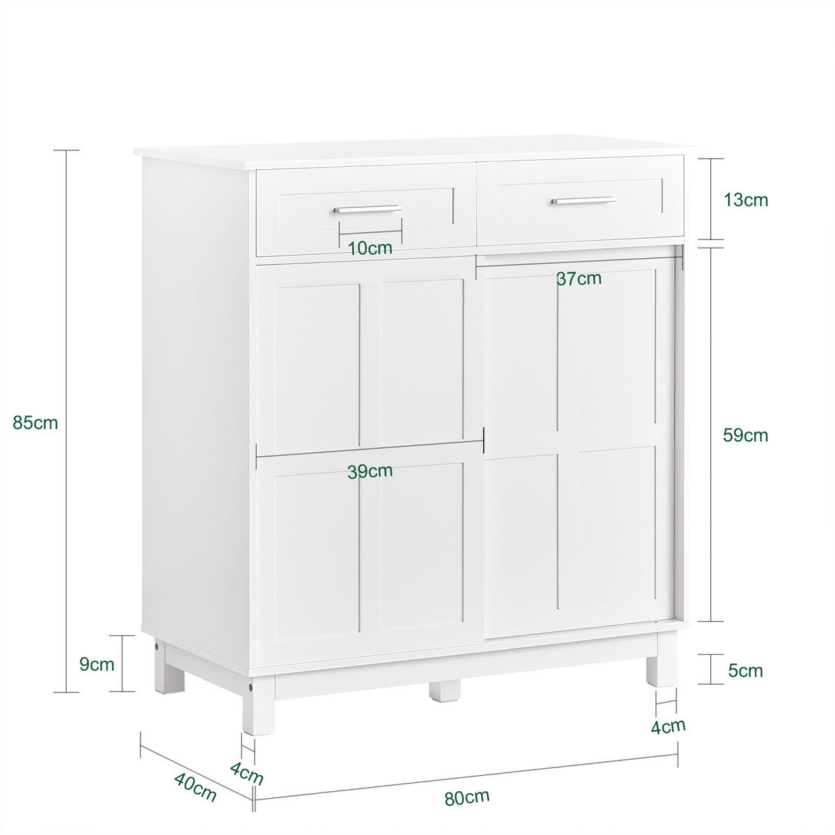 KOMMODE Weiß - Weiß, Holzwerkstoff (80/85/40cm) - SoBuy