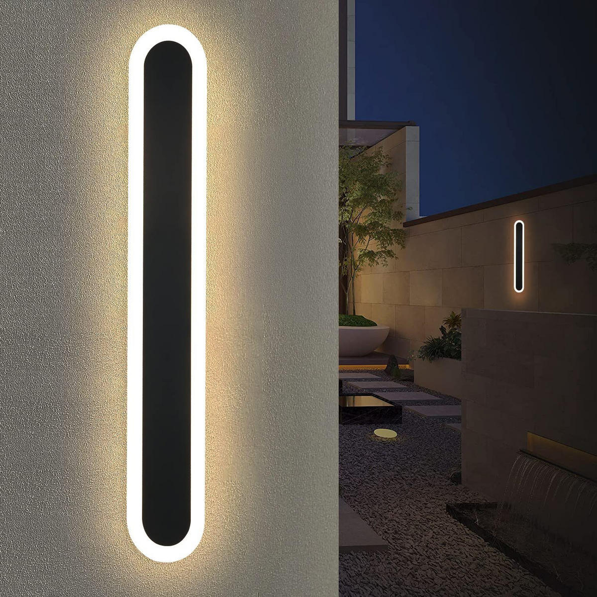 LED-WANDLEUCHTE Glowing 50/8/4 cm - Schwarz, Metall (8/4/50cm) - ZMH