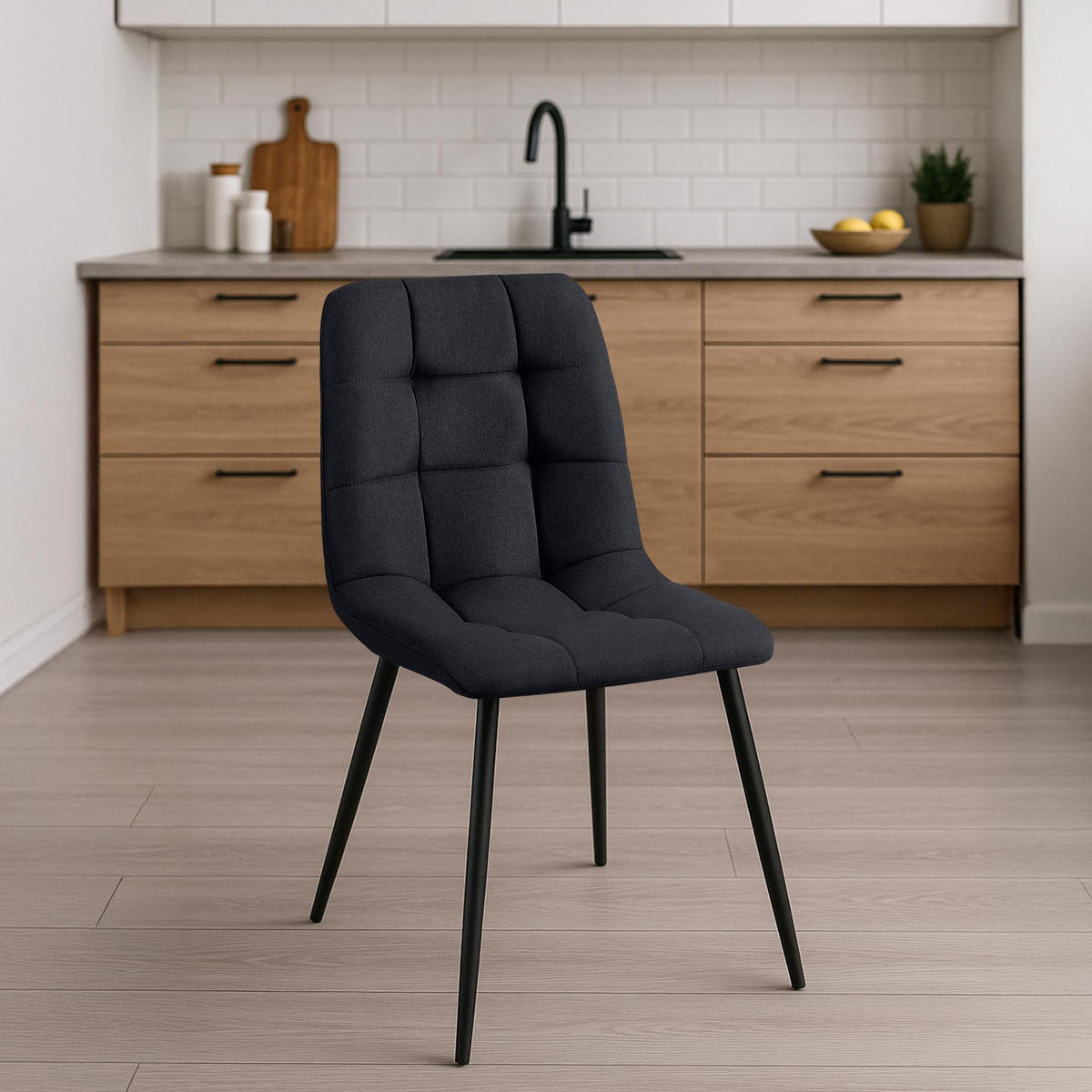 STUHL Stoff Schwarz - Schwarz, Textil/Metall (45/84/55cm) - CLP