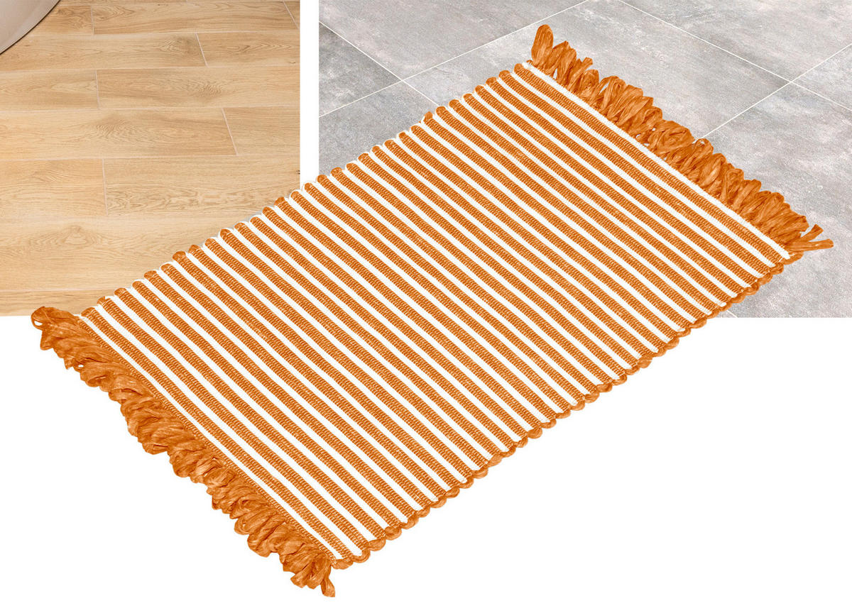 HANDGEWEBTER Läufer 50x70 cm Honig - Honig, Naturmaterialien/Textil (50/70cm) - Lashuma