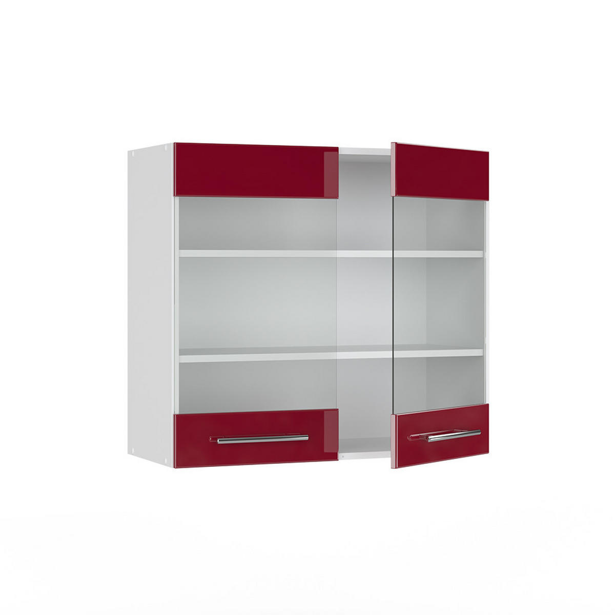 KÜCHENGLASSCHRANK Fame-Line Bordeaux Hochglanz 80 cm - Bordeaux/Weiß, Holzwerkstoff (80/72/34.1cm) - Vicco