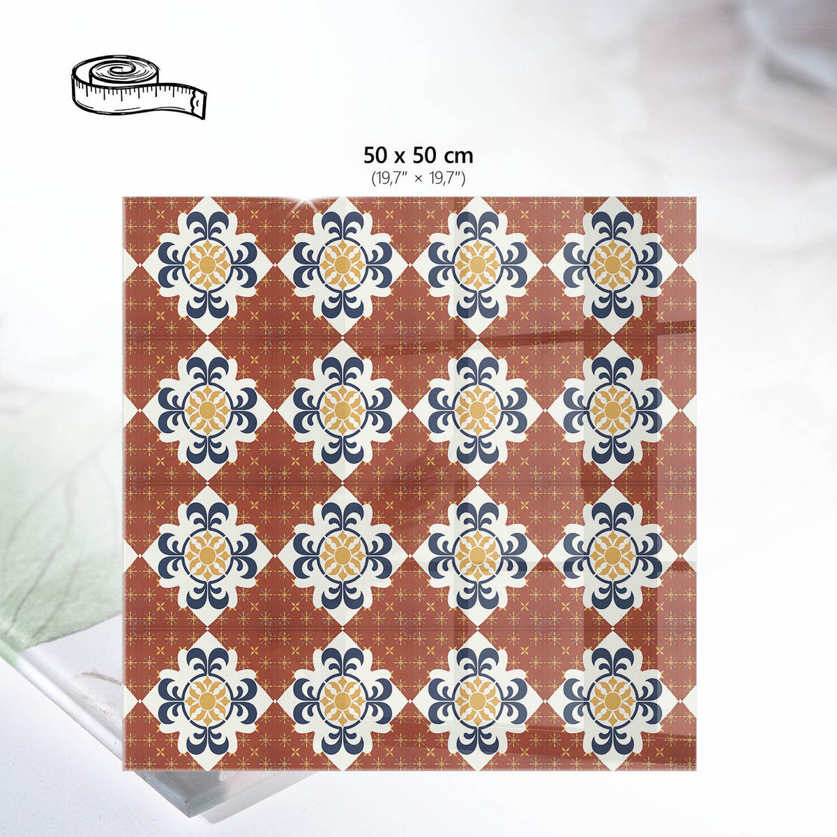 TISCHPLATTE 50x50 cm – Elegantes Muster - Weiß, Glas (0.4/50/50cm) - Wallfluent