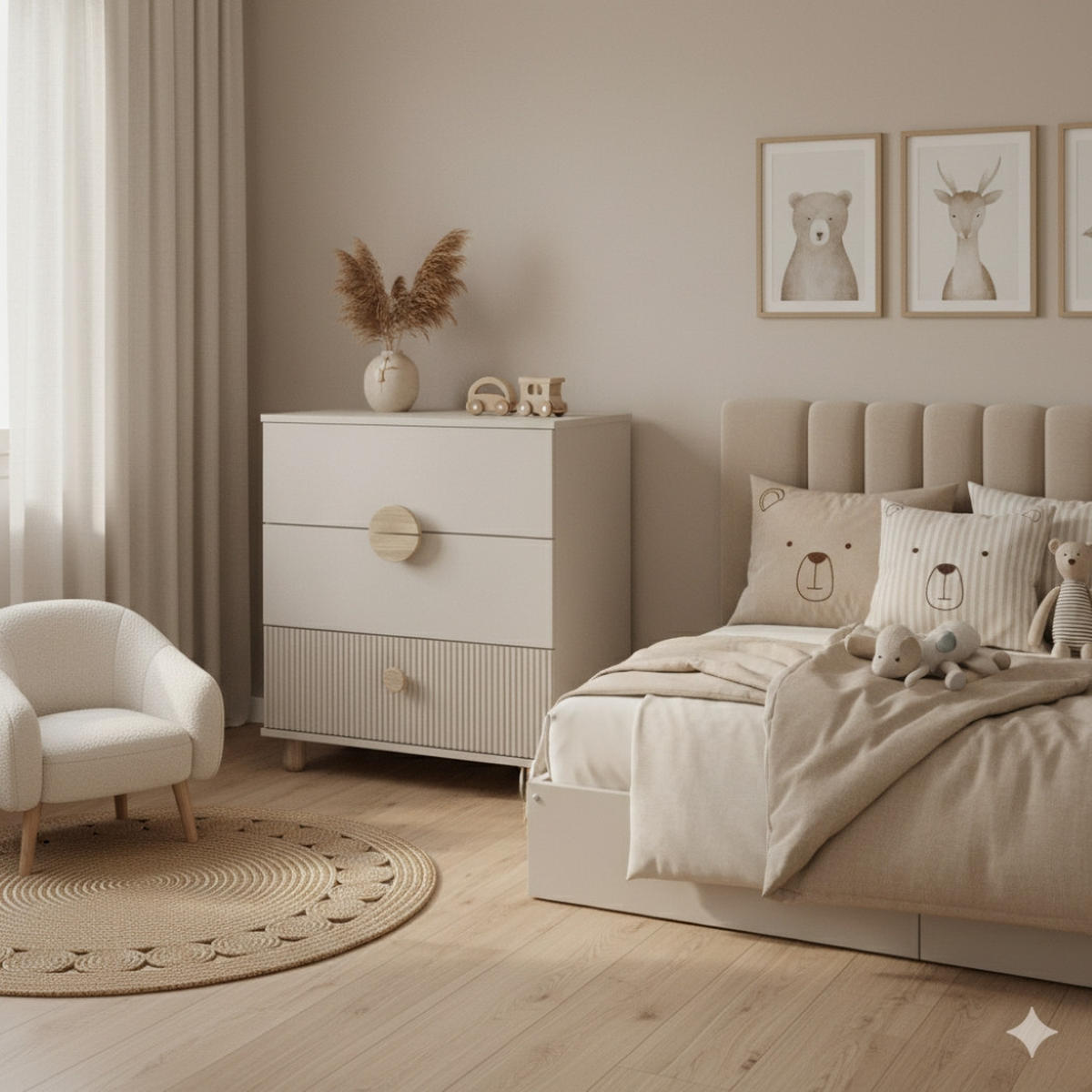 KINDERKOMMODE Bebella - Beige, Naturmaterialien (48/90/80cm) - kiki design