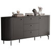 KOMMODE geriffelt, mit drei Schubladen, Schwarz - Schwarz, Holzwerkstoff (190/81/40cm) - Idohome