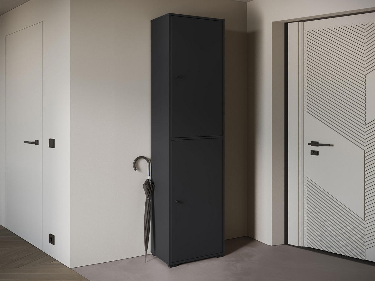 SCHUHSCHRANK Dino 026 - Schwarz/Graphitfarben, Holzwerkstoff/Kunststoff (50/190/33cm) - MIRJAN24