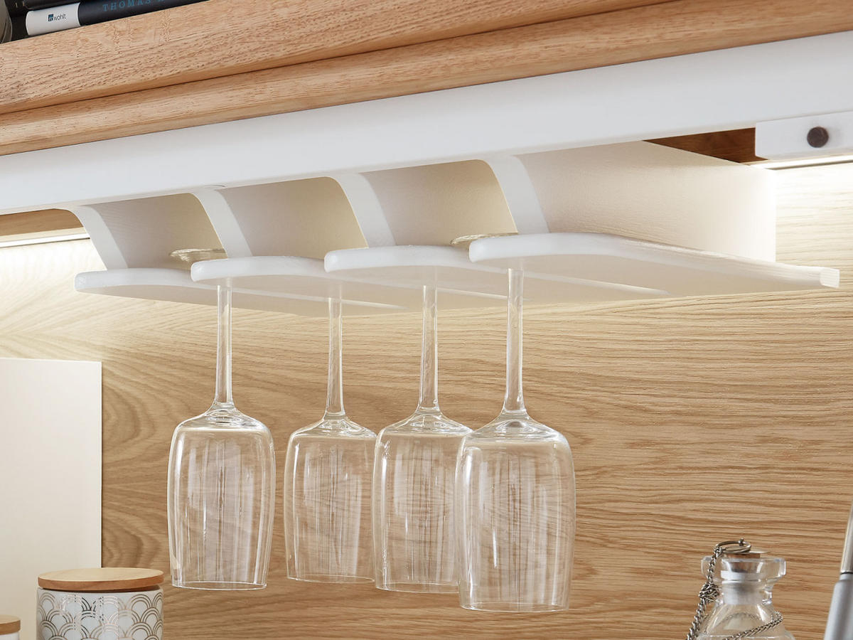 BARSCHRANK weiß Olbia Wildeiche 151/48/146 cm - Weiß/Braun, Holz (151/146/48cm) - Casamia Massive Möbel