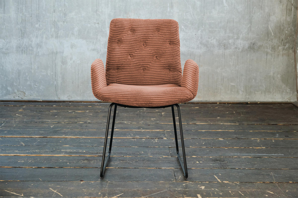 STUHL NEW CHARME Braun Cord - Dunkelbraun/Braun, Textil (59/87/66cm) - KAWOLA