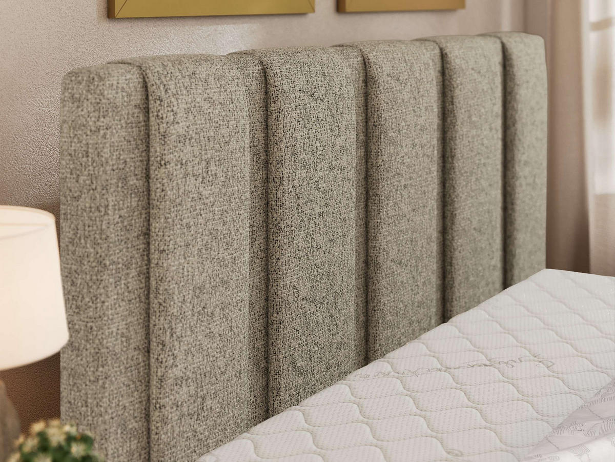 ČALOUNĚNÁ POSTEL SAVINO CLASSIC 140/200 - Taupe Strukturovaná látka - s pěnovou matrací - černá/bronzová, textil/plast (140/200cm) - MKS