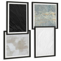 BILDER SET 4er Set - 50x50 cm & 40x60 cm Schwarzer Rahmen - Steintexturen - Schwarz, Kunststoff (50/50cm) - TULUP