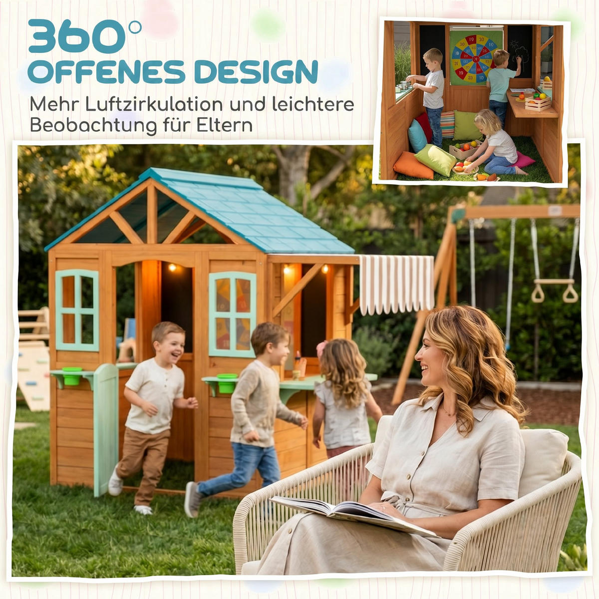 SPIELHAUS Tannenholz Mehrfarbig - Multicolor, Holz (120/141.5/142cm) - AIYAPLAY