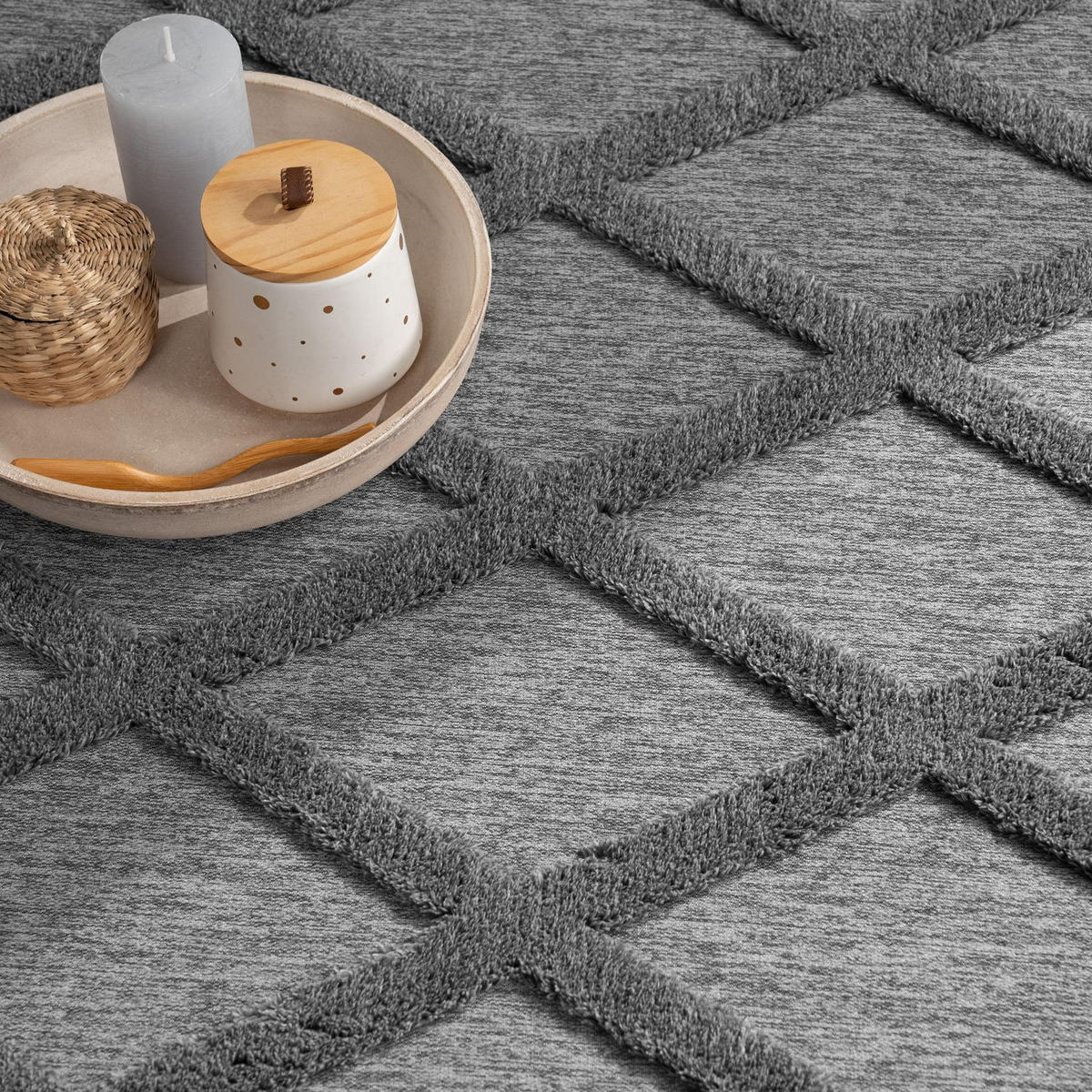 FLACHWEBETEPPICH Skandinavisch Hellanthrazit 80 x 150 cm - Grau, Kunststoff (80/150cm) - TT Home