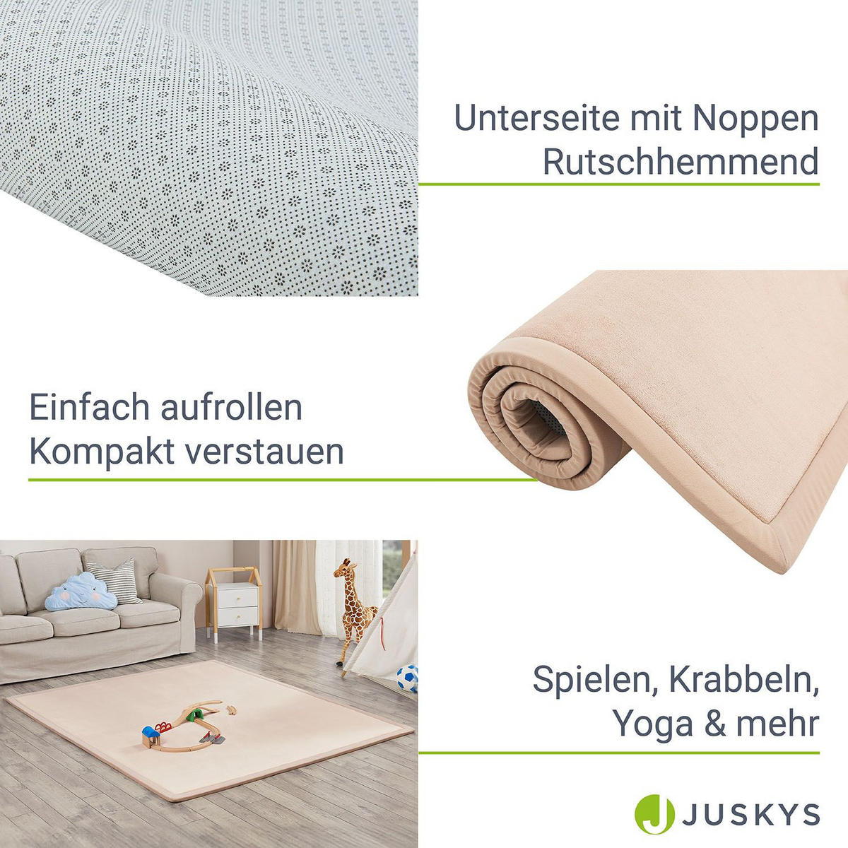 SPIELMATTE Maila beige 220 x 180 cm - Beige, Textil (180/2/220cm) - Juskys