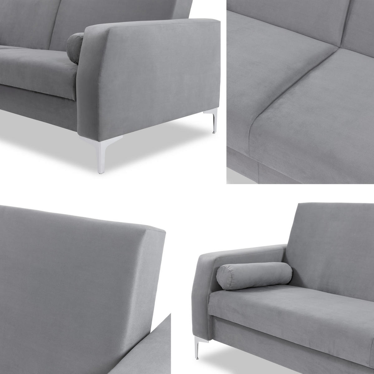 SCHLAFSOFA Noelia - Silberfarben/Grau, Holz/Textil (225/90/87cm) - MIRJAN24