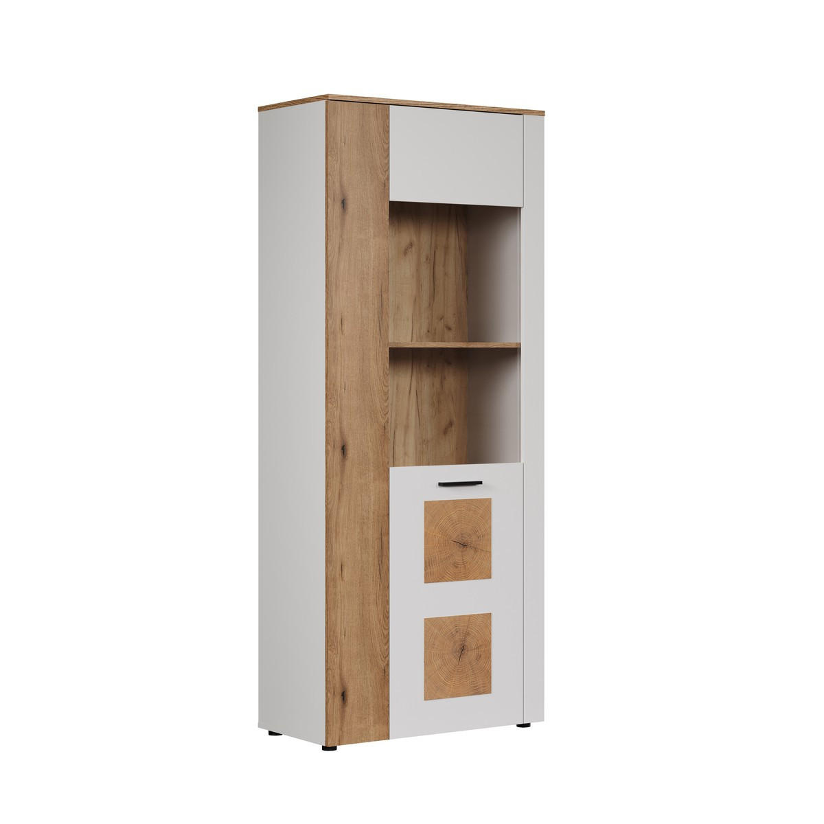 VITRINE mit 2 türen, davon 1 mit gehärtetem glas - vitoria 80/42/195 cm - Weiß, Holzwerkstoff (80/195/42cm) - Trendteam