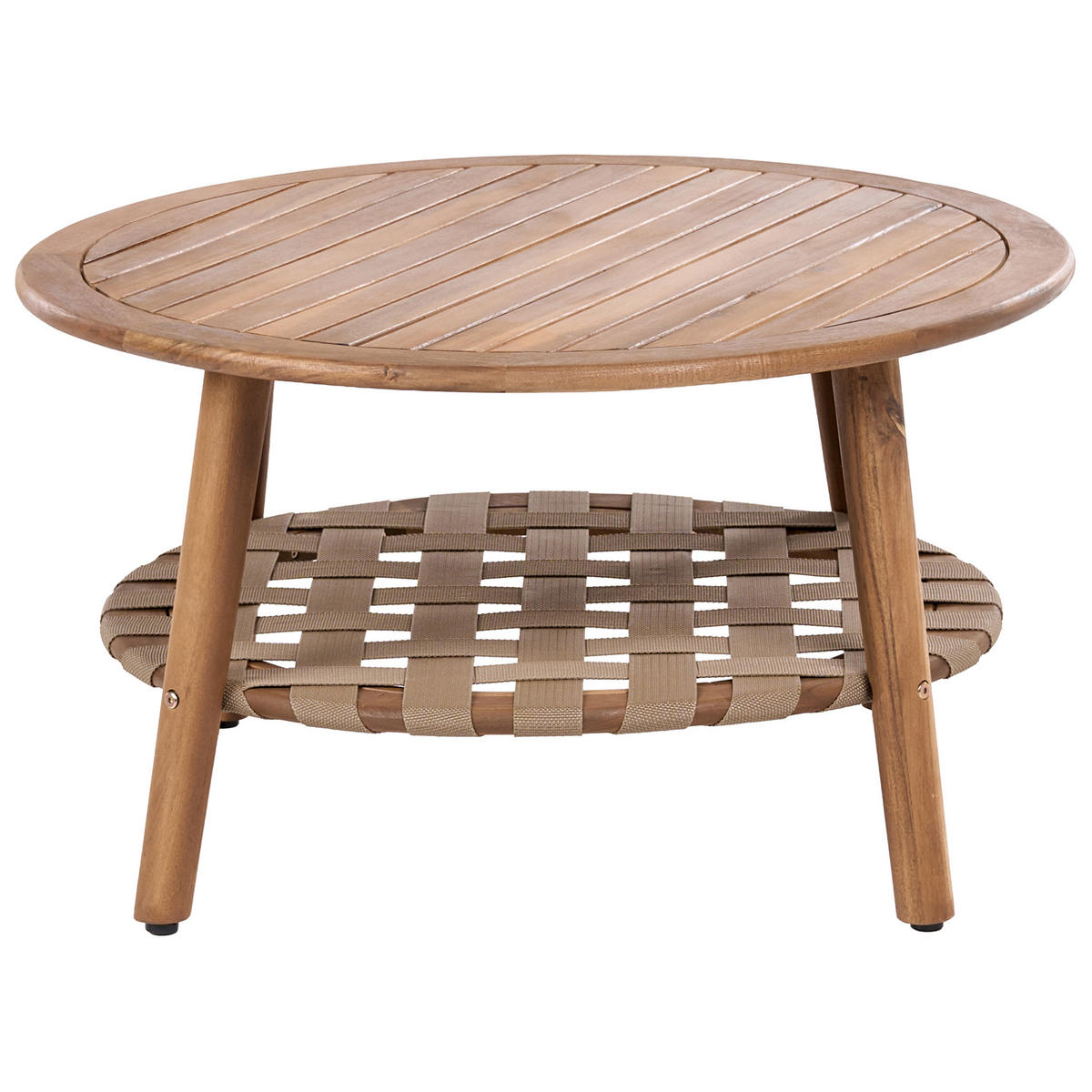 OUTDOOR-COUCHTISCH mit Ablage 80/80 cm Akazienholz Braun Milzano - Braun, Holz (80/80/45cm) - Beliani
