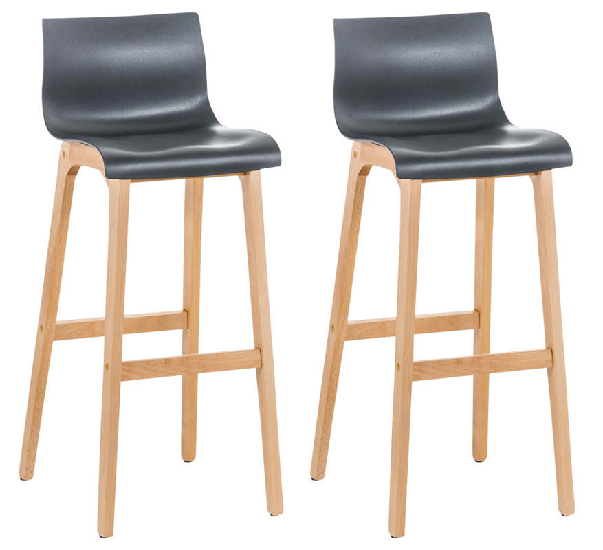 BARHOCKER 2er-Set DELHI Grau Holz - Grau, Holz (41/101/46cm) - DELUKE