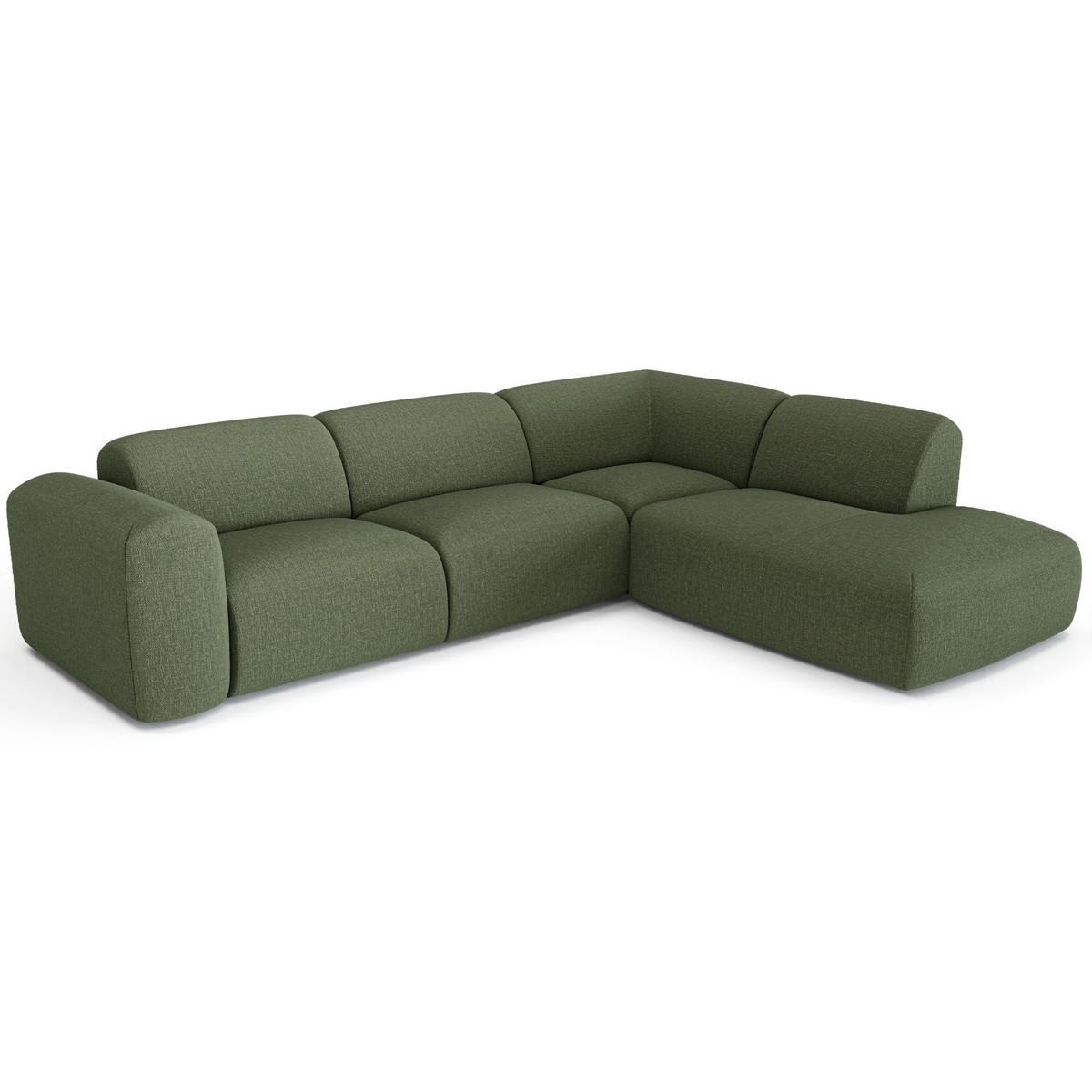 ECKSOFA RECHTS Rastergewebe Olivgrün 269cm - Olivgrün, Textil (269/221cm) - Sia Home