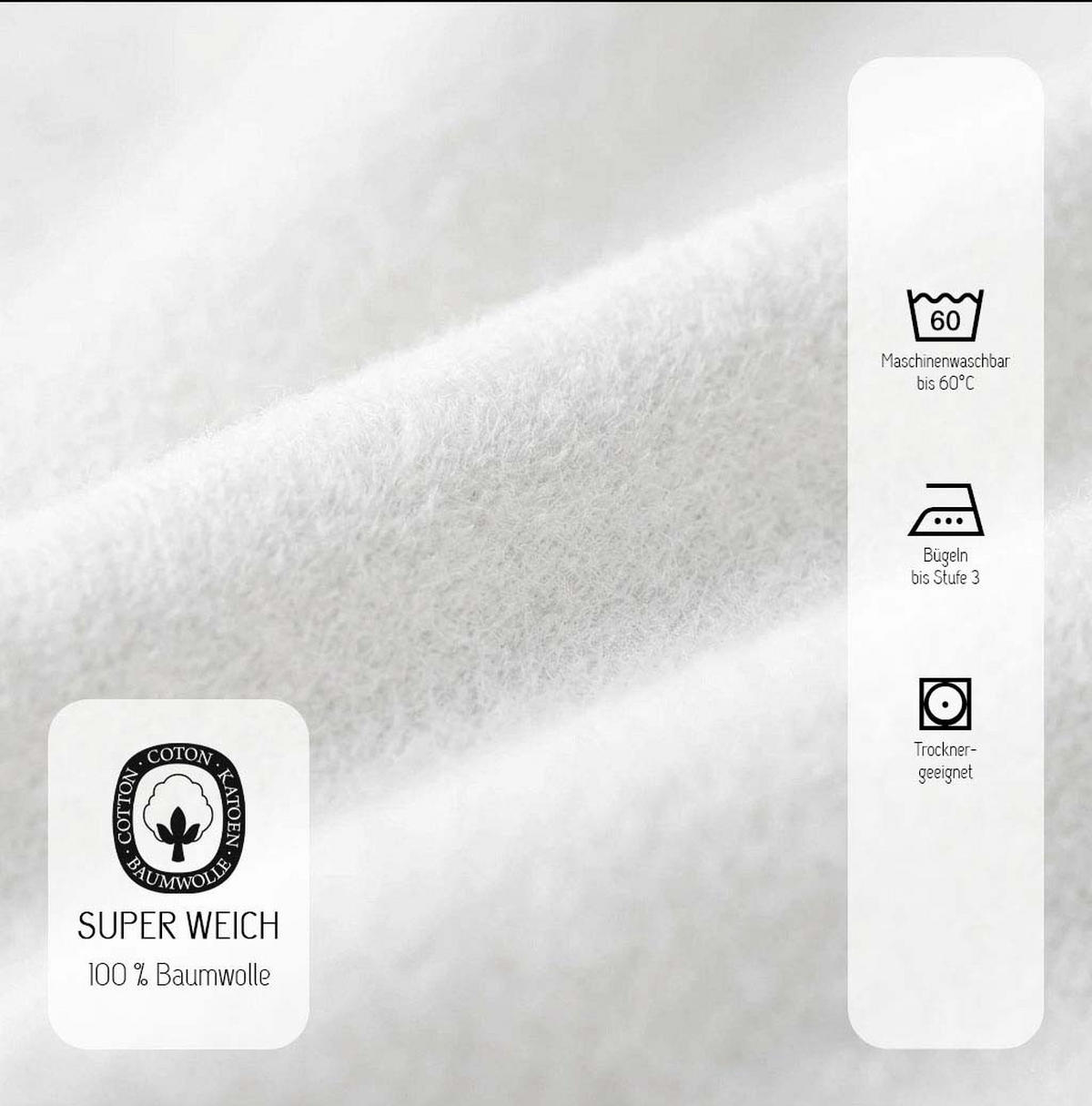 SPANNBETTTUCH Premium Biber weiss, 60x120 cm - 70x140 cm - Weiß, Textil (70/140cm) - biberna