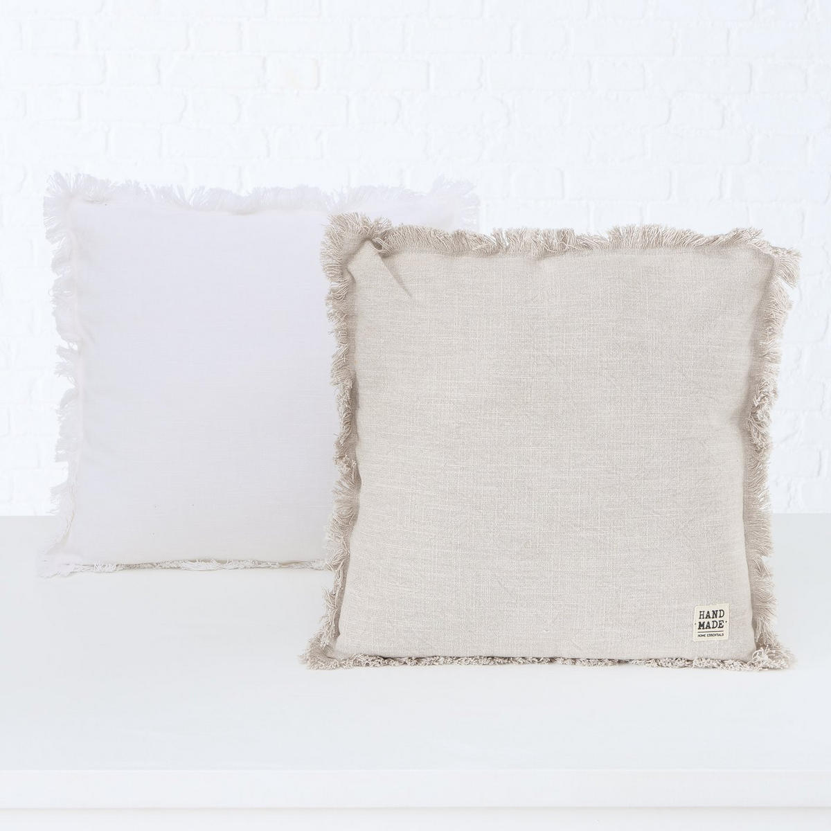 DEKOKISSEN aus Baumwolle Lenea 45/45/4 cm - Weiß, Naturmaterialen (45/45cm) - Boltze Home