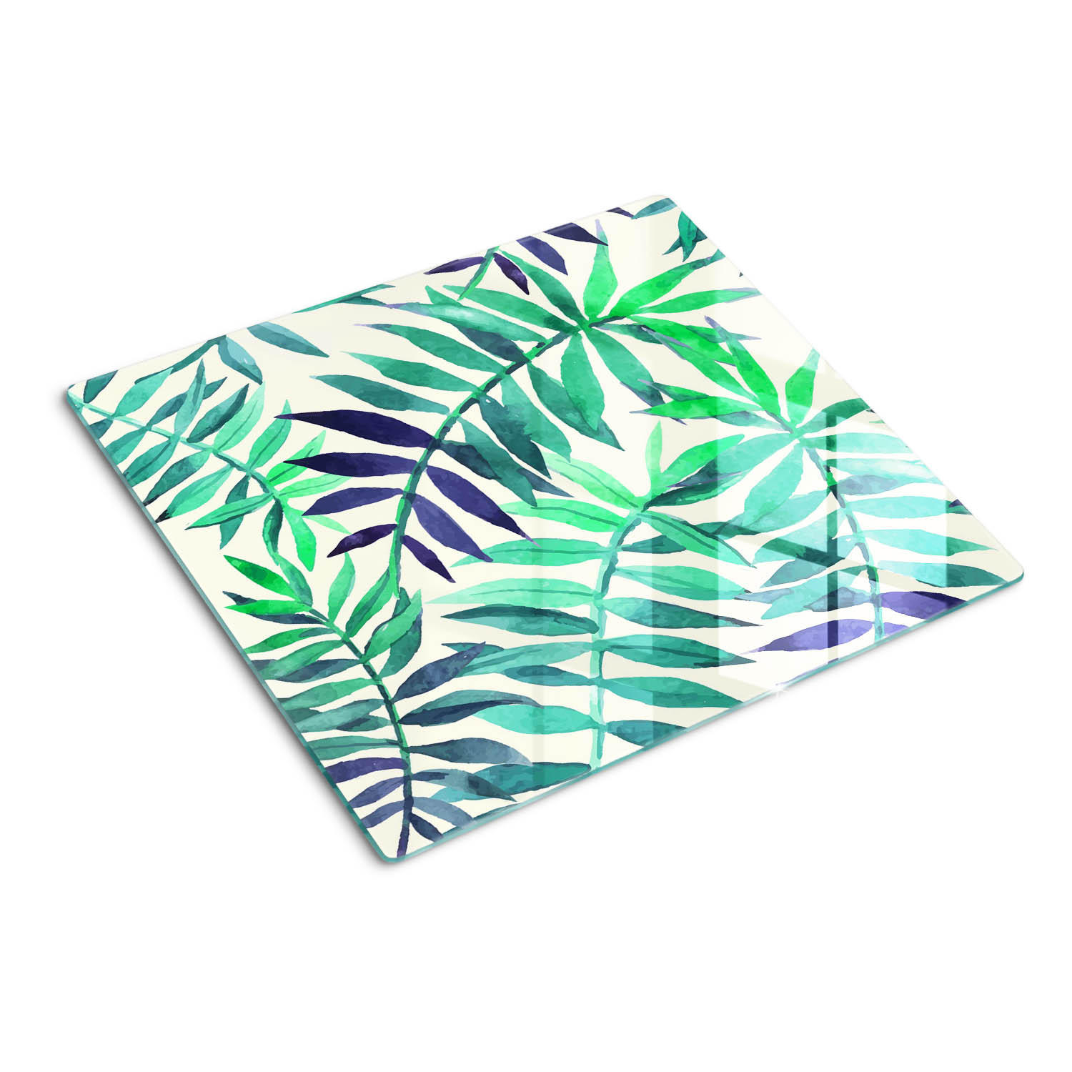 GLASPLATTE 60x52 cm Tropische Blätter - Grün, Glas (60/0.4/52cm) - TULUP