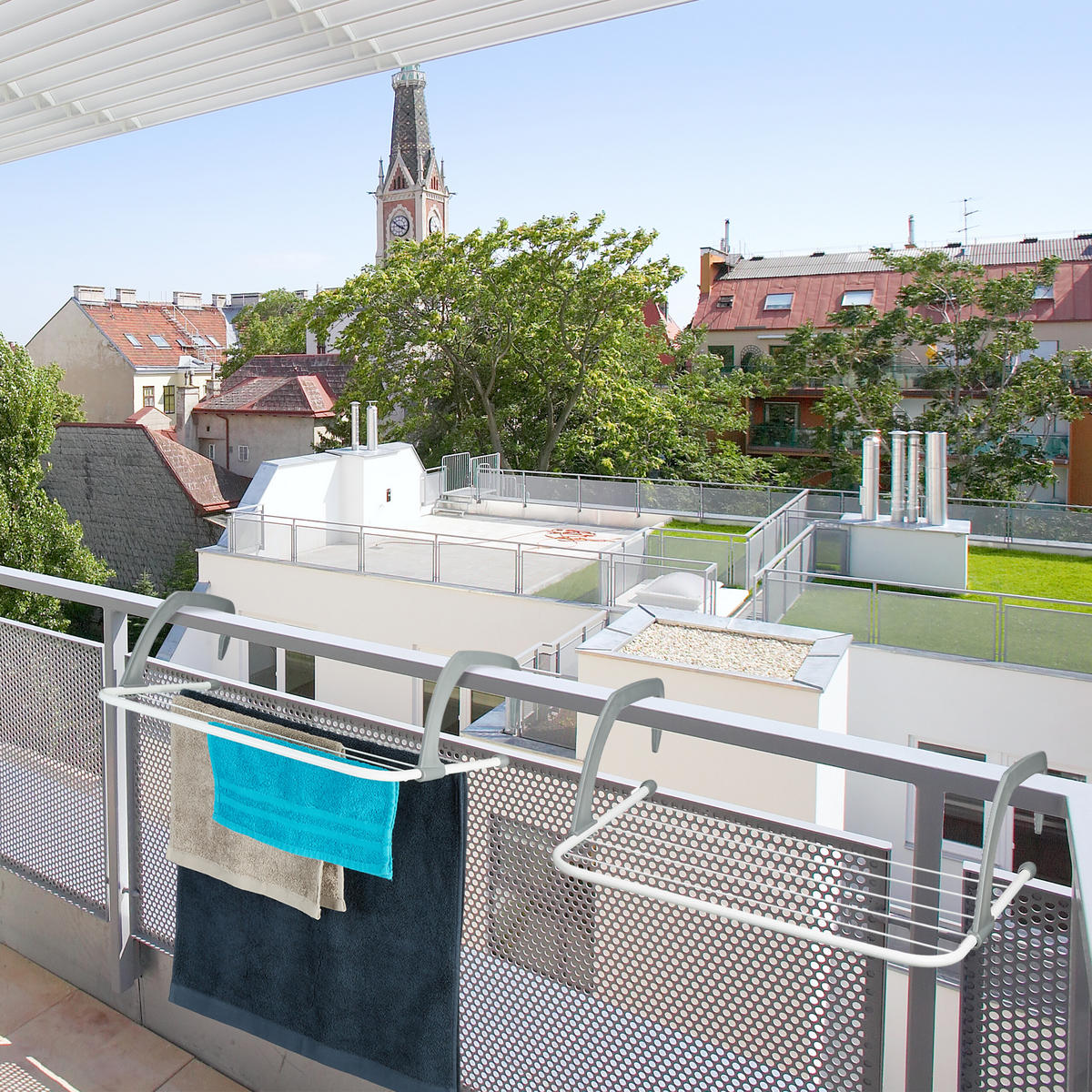 3XSUŠIAK - biela, kov/plast (51/16/53cm) - Relaxdays