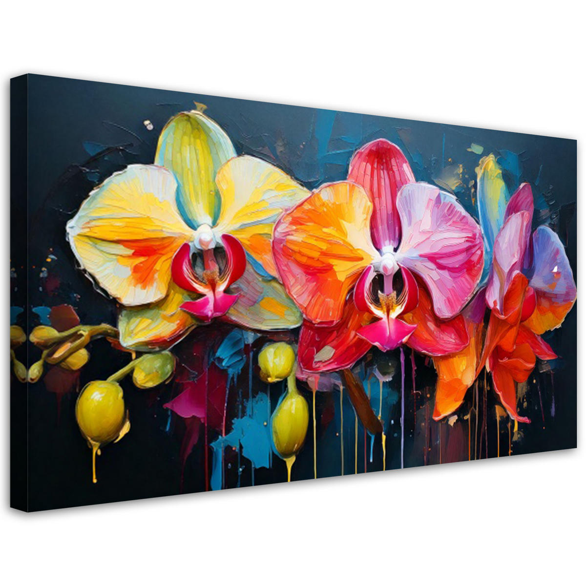 LEINWANDBILD Bunte Orchideen Blumen 80x40cm - Multicolor, Textil (80/40cm) - Feeby